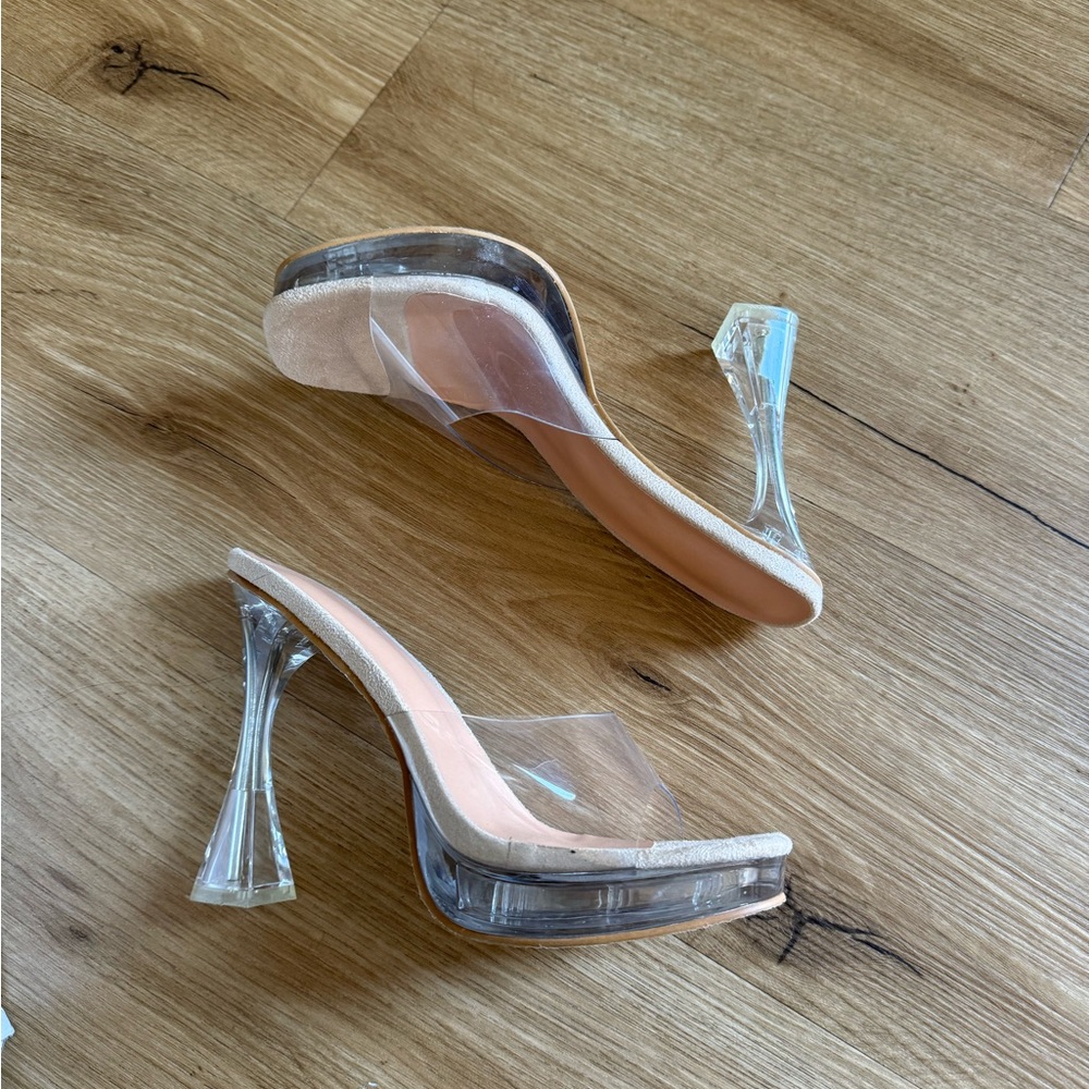 SHEIN Nude and Clear Heeled Mules - Picture 2 of 5